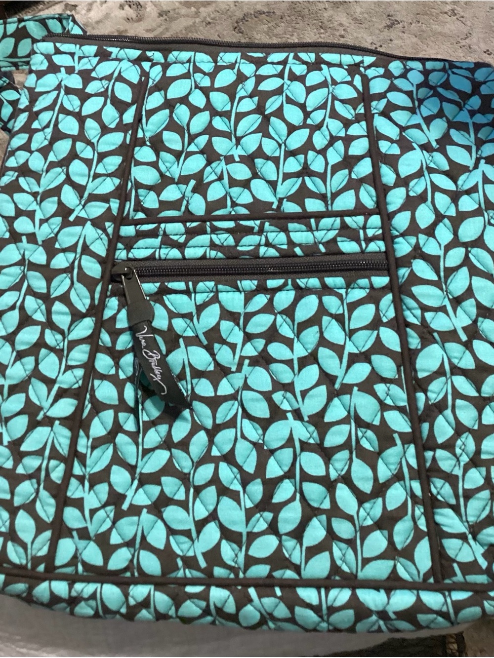 Vera Bradley Brown And Turquoise Cotton Handbag
